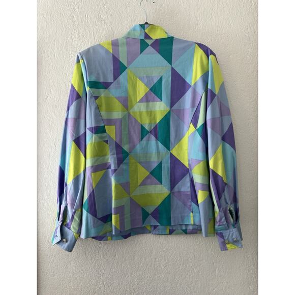Bob Mackie Wearable Art Jacket Zip Front Geometric Pattern Pockets Size Large - Picture 5 of 16